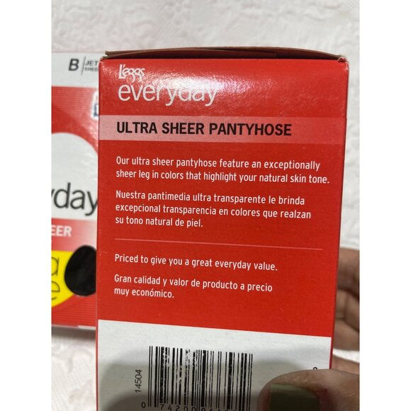 2 Leggs Everyday Ultra Sheer Pantyhose Jet Black Size B 3 Pairs Extra Value Made - Picture 3 of 3